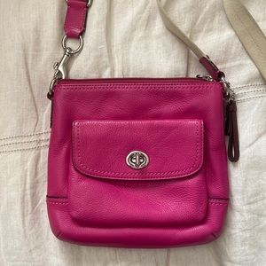Pink Roots Leather Crossbody Purse